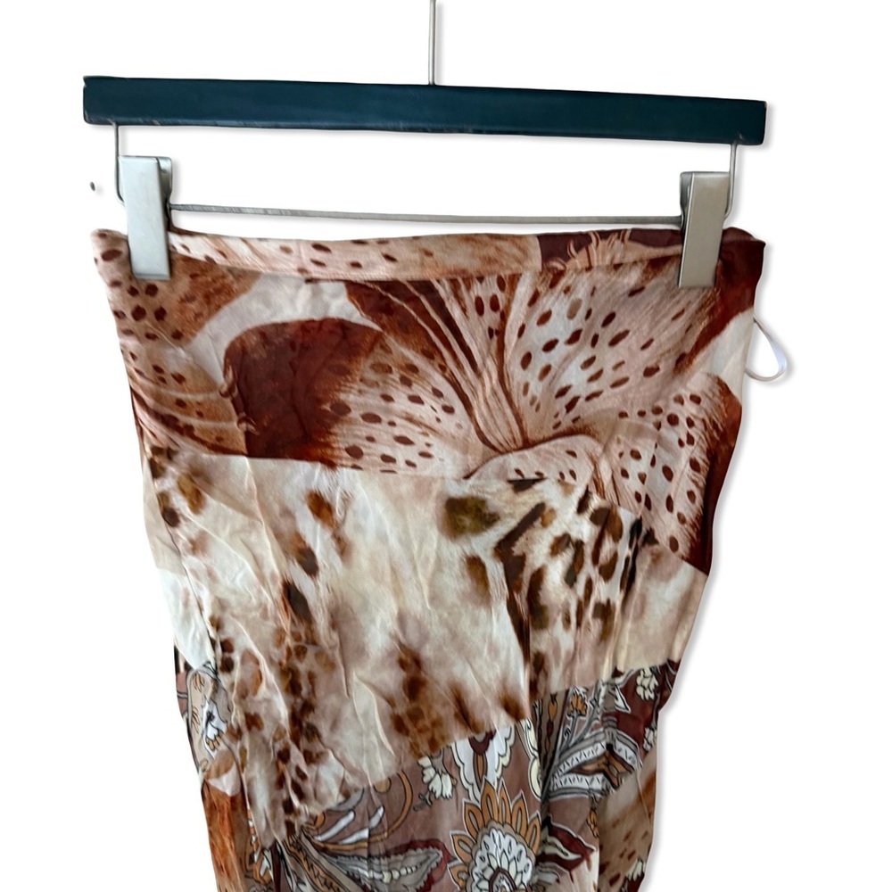 RETROFETE Aubree Skirt Brown Animal Print Maxi Skirt sheer AS IS sz XS - Picture 7 of 14